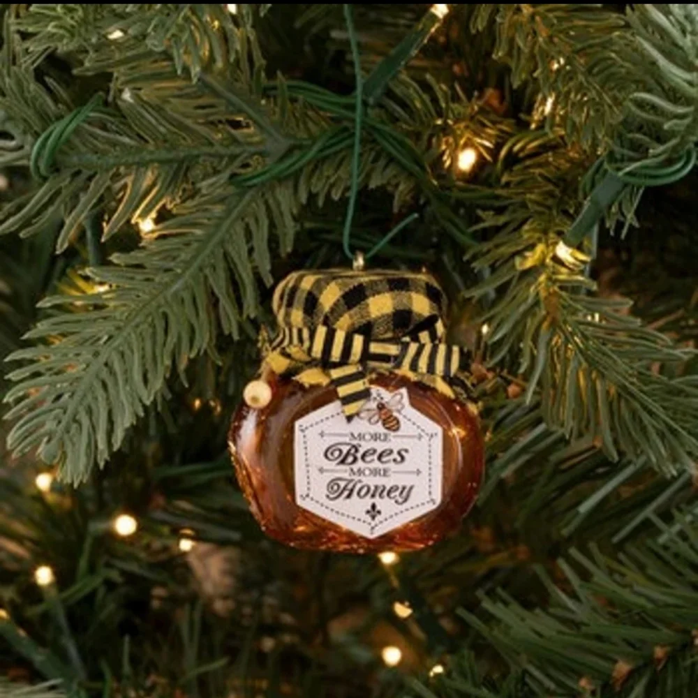 Kurt Adler Glass Honey Jar Ornament W Saying 